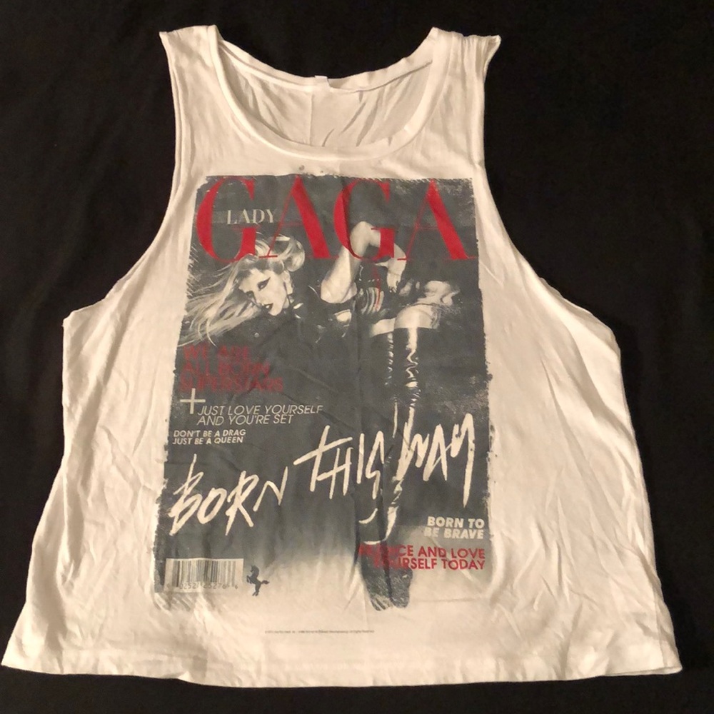 Muscle tee with ‘Lady Gaga’ on the front